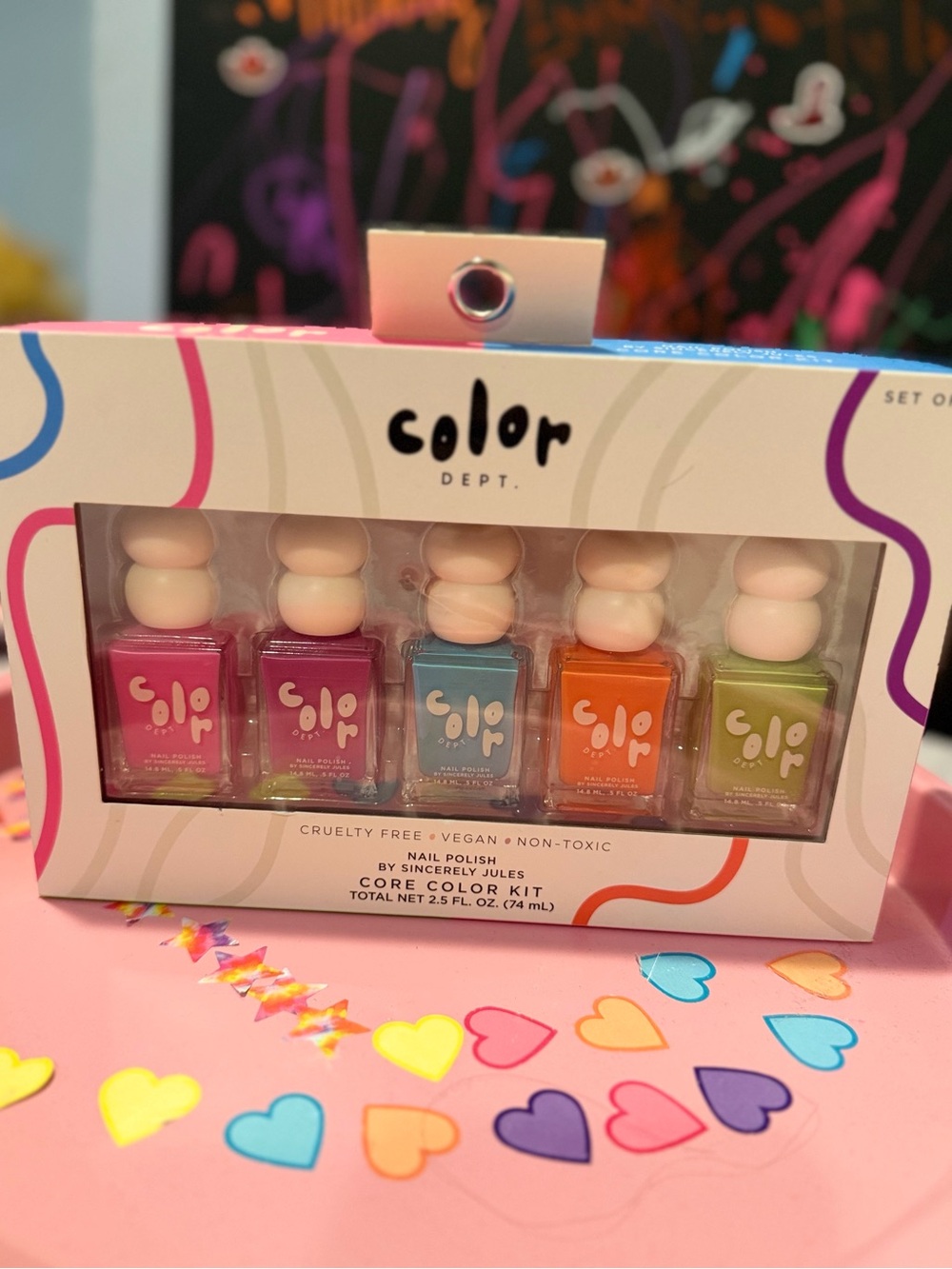 Core Color Nail Polish Set - Pink, Purple, Blue, Orange, Green